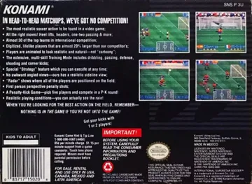 International Superstar Soccer (USA) box cover back